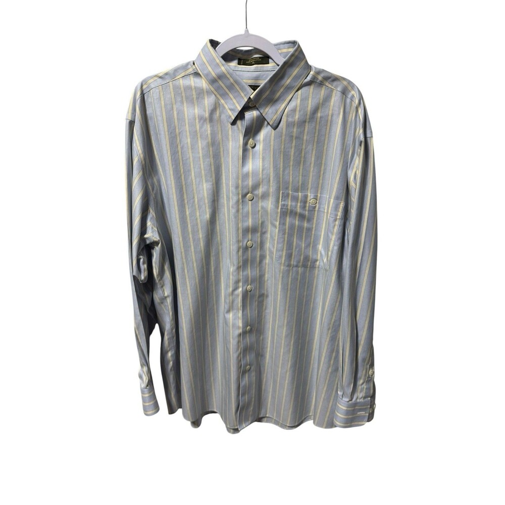 Orvis Men’s Signature  Collection Button-down Size XL Blue/ White/Yellow Stripes